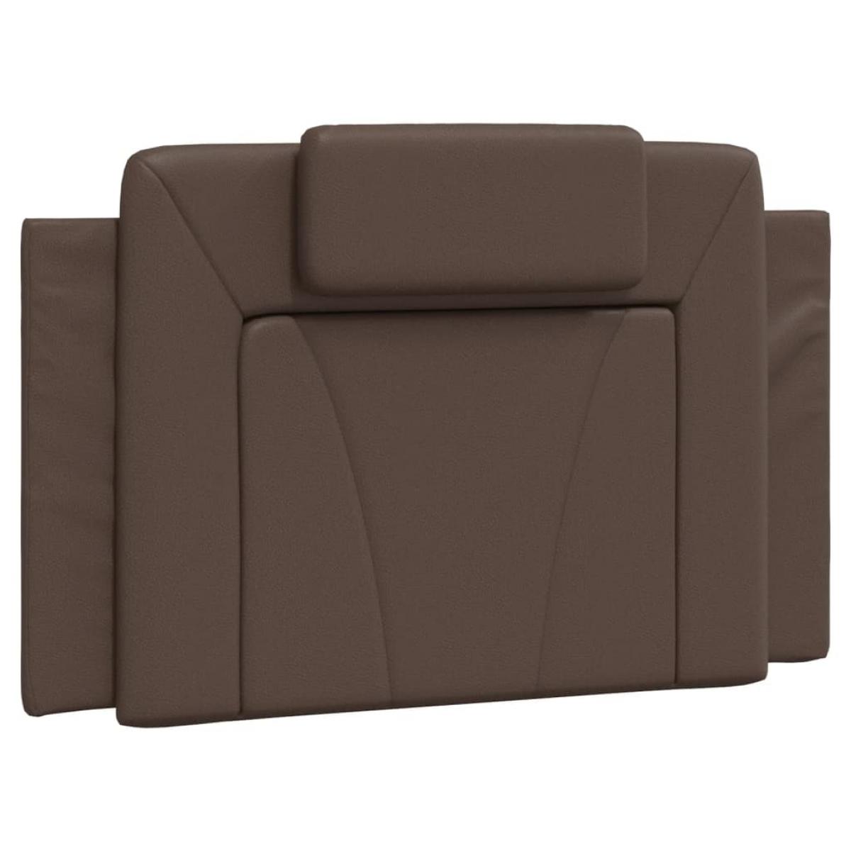 Cabecero de cama acolchado cuero sintético marrón 90 cm