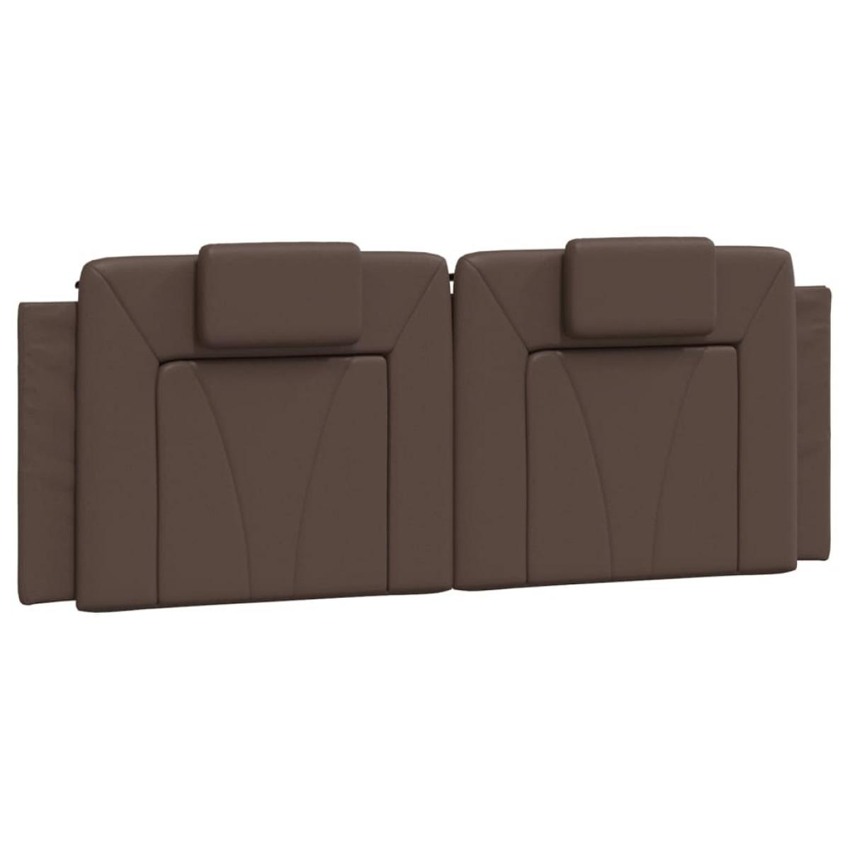 Cabecero de cama acolchado cuero sintético marrón 120 cm