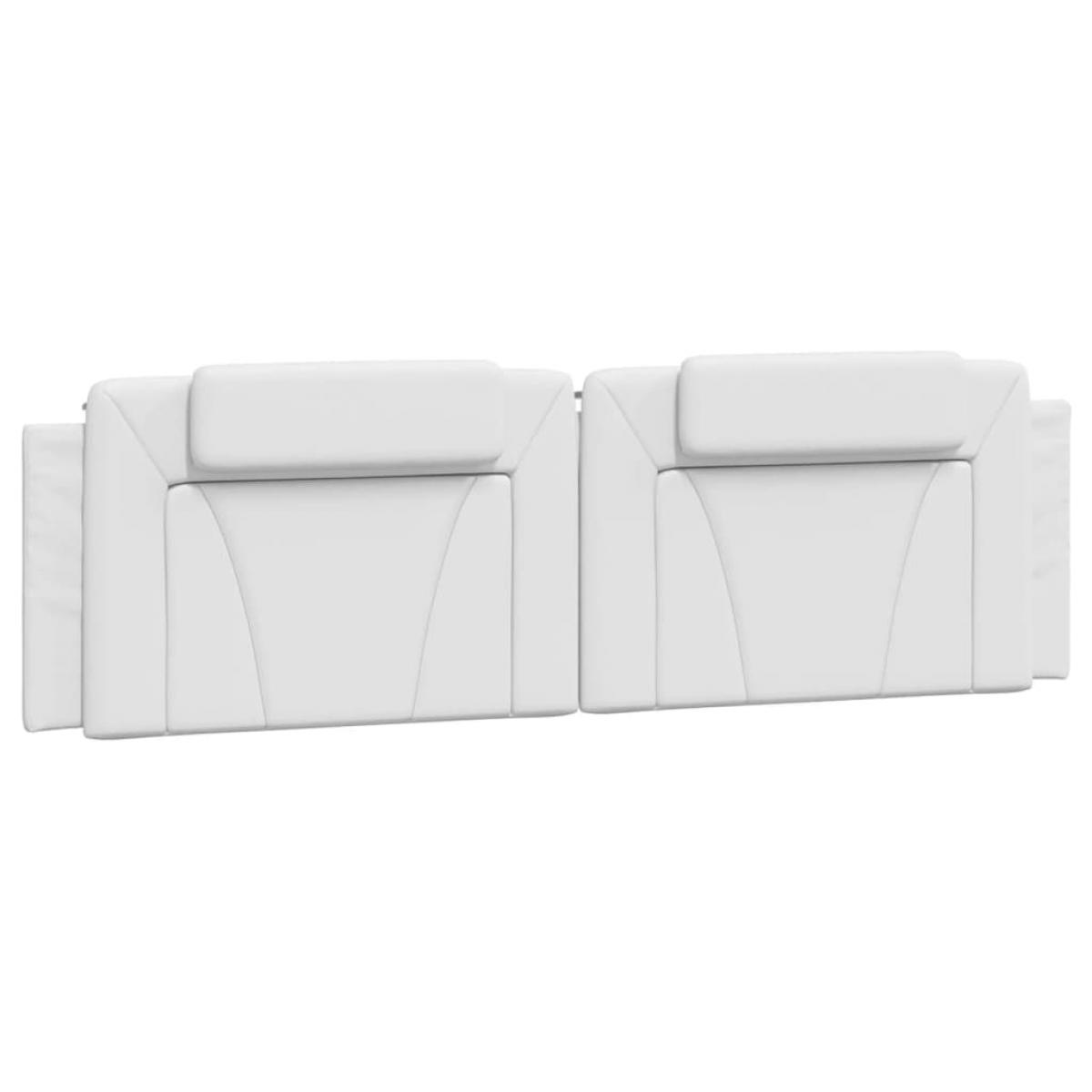 Cabecero de cama acolchado cuero sintético blanco 180 cm