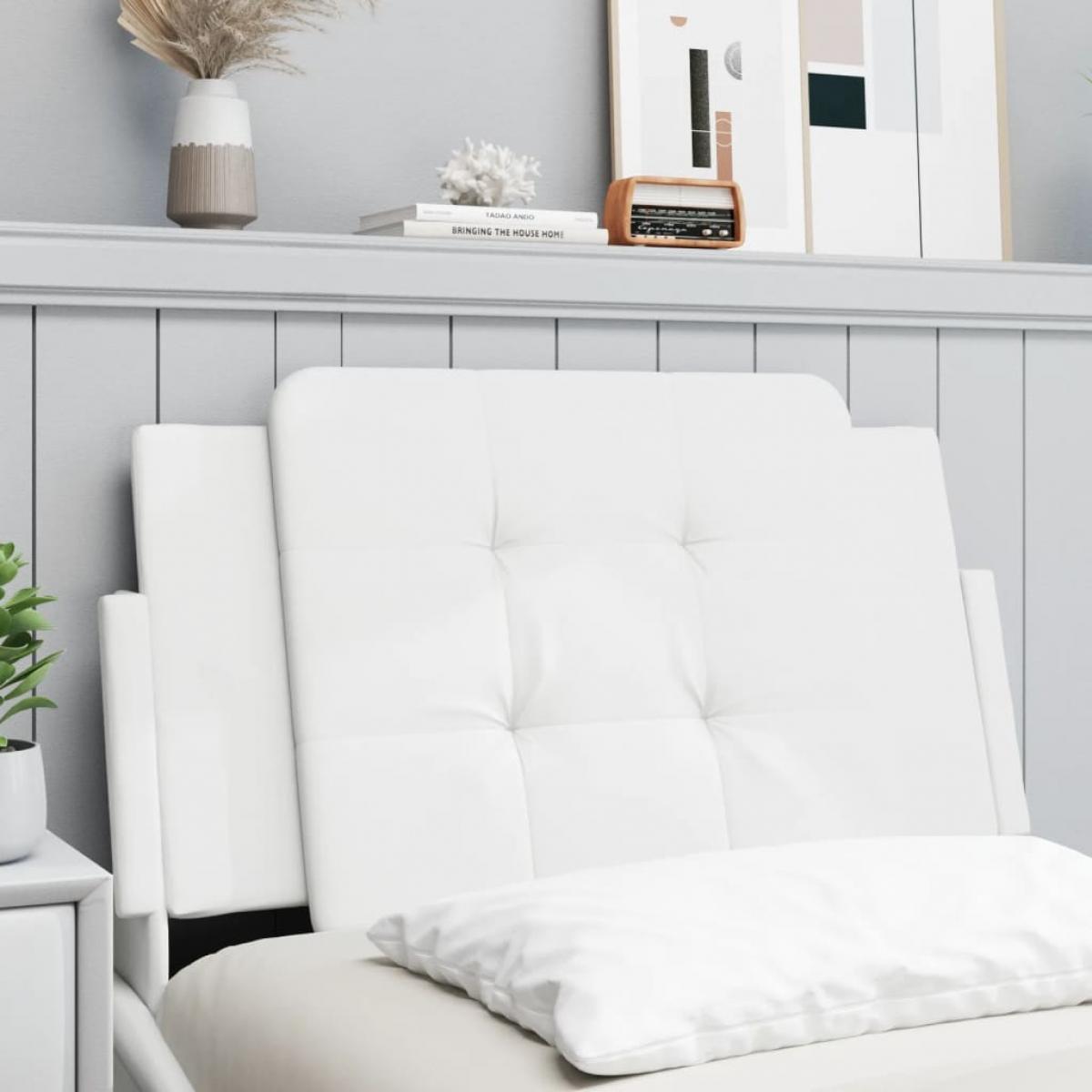 Cabecero de cama acolchado cuero sintético blanco 80 cm