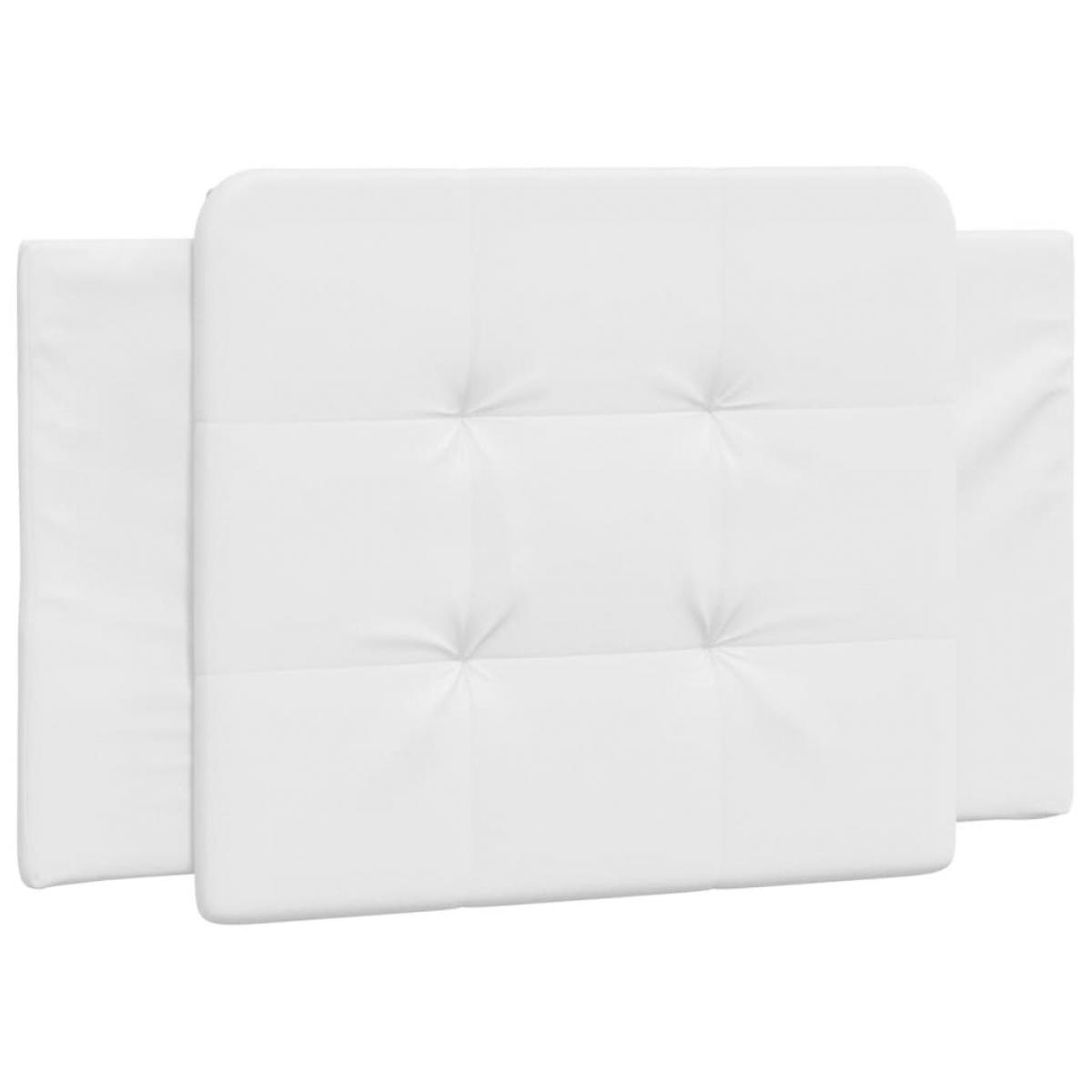 Cabecero de cama acolchado cuero sintético blanco 80 cm