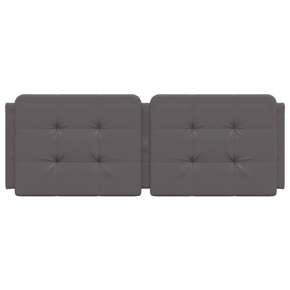 Cabecero de cama acolchado cuero sintético gris 120 cm