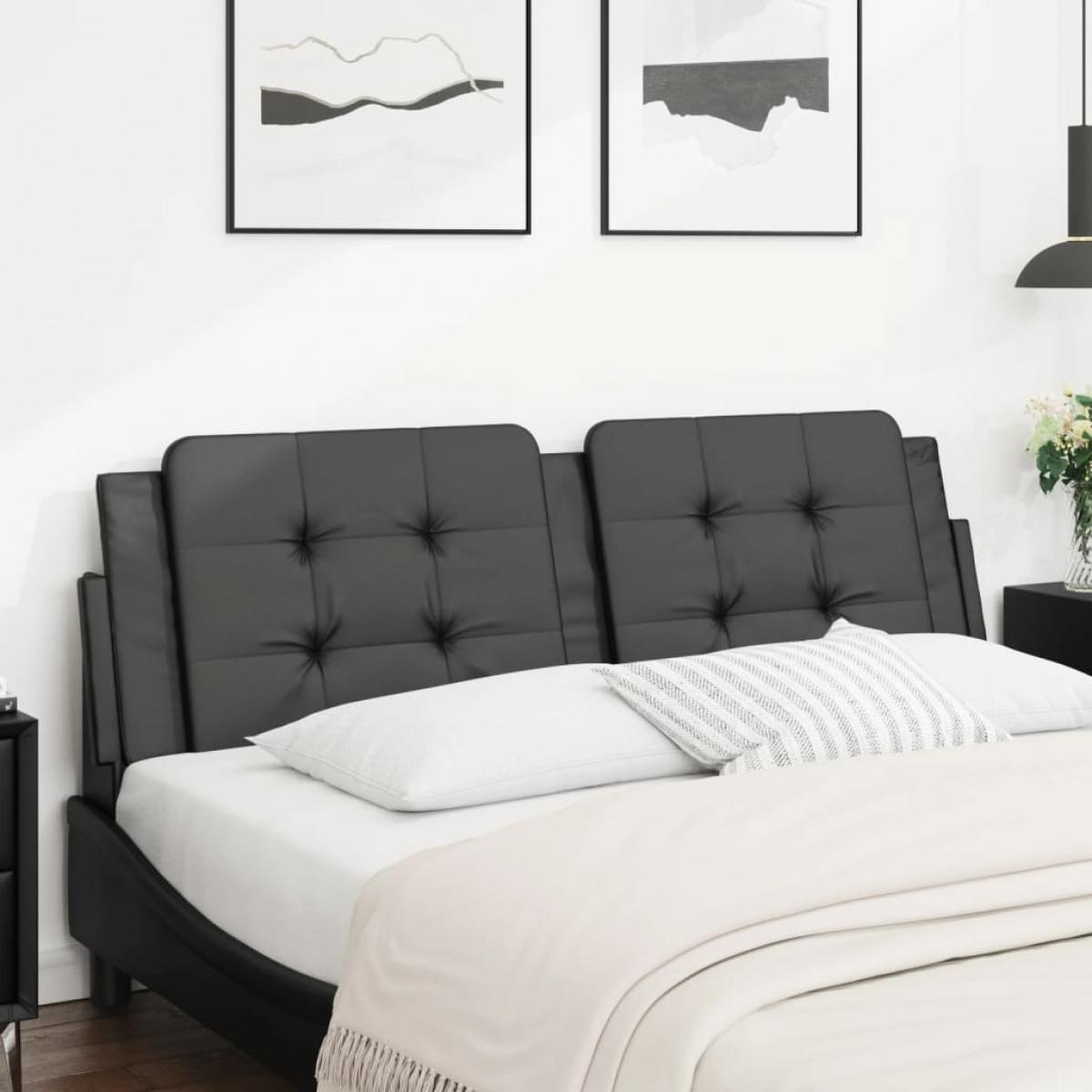 Cabecero de cama acolchado cuero sintético negro 160 cm