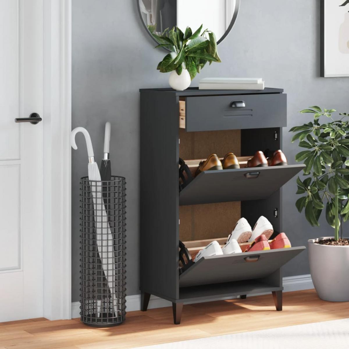 Mueble zapatero VIKEN madera de ingeniería gris antracita