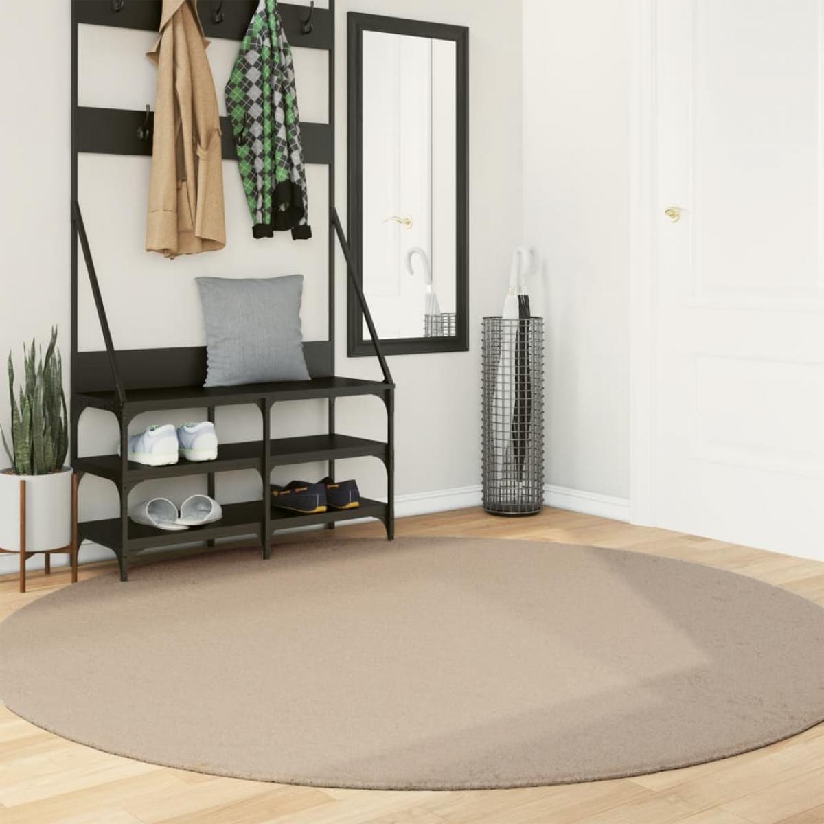 Alfombra de pelo corto suave lavable HUARTE arena Ø 200 cm