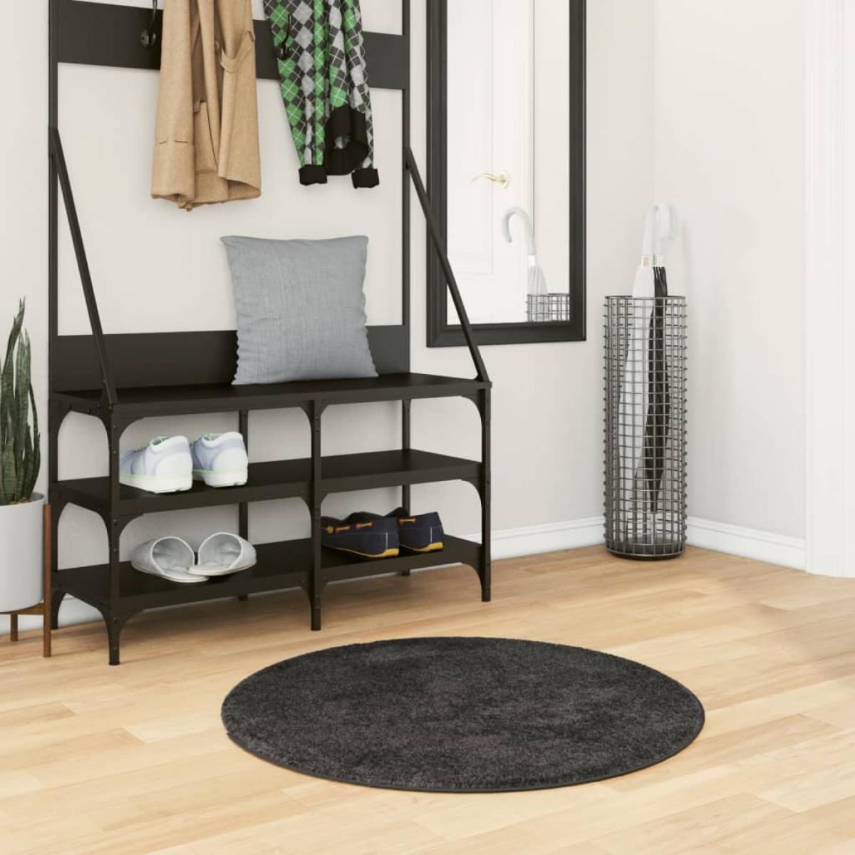 Alfombra peluda de pelo largo moderna PAMPLONA negra Ø 80 cm