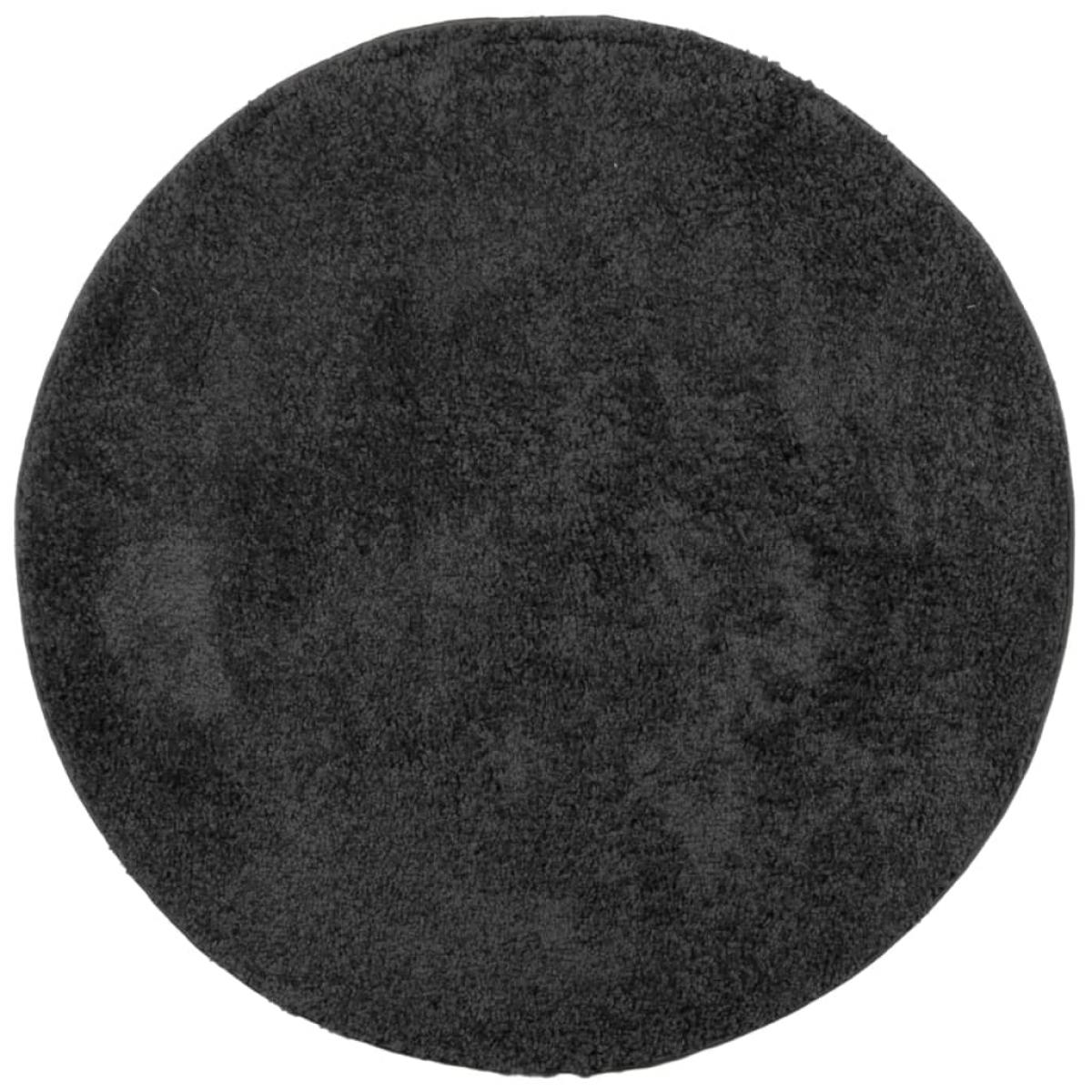 Alfombra peluda de pelo largo moderna PAMPLONA negra Ø 80 cm