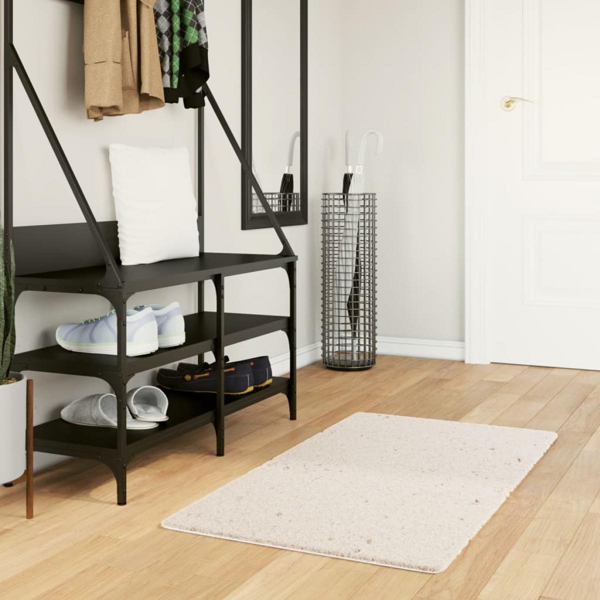 Alfombra peluda de pelo largo moderna PAMPLONA crema 60x110 cm