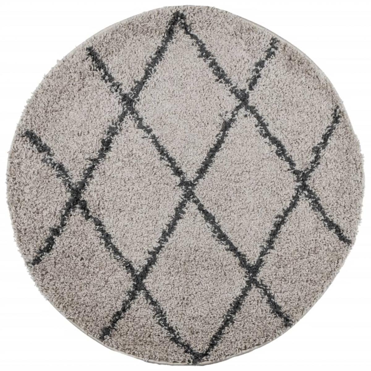 Alfombra de pelo largo moderna PAMPLONA beige antracita Ø100 cm