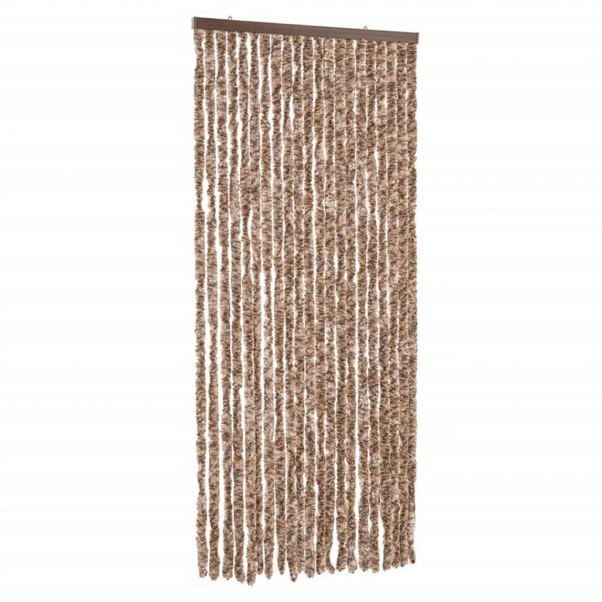 Cortina antimoscas chenilla beige y marrón oscuro 90x220 cm