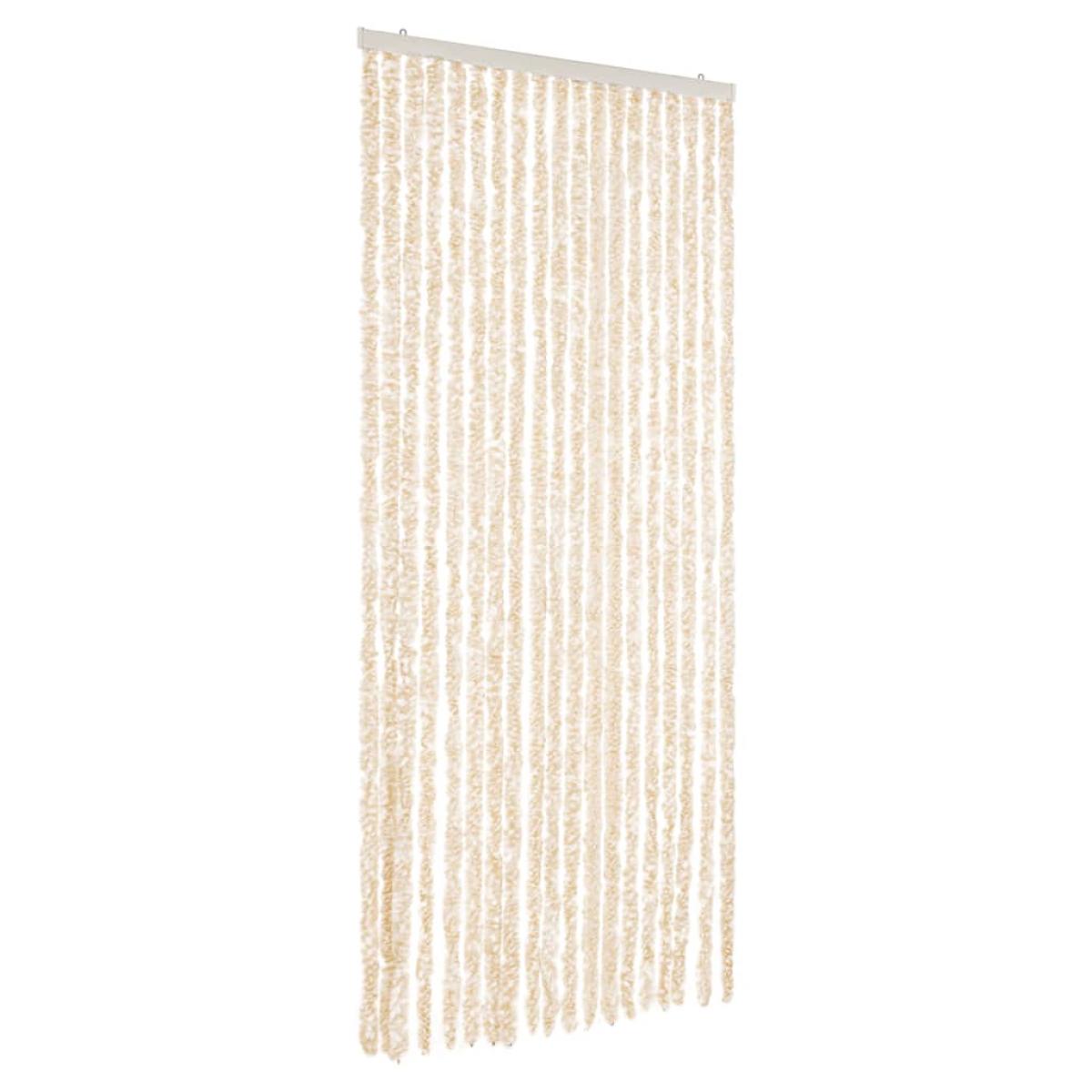 Cortina antimoscas chenilla beige y blanco 56x200 cm