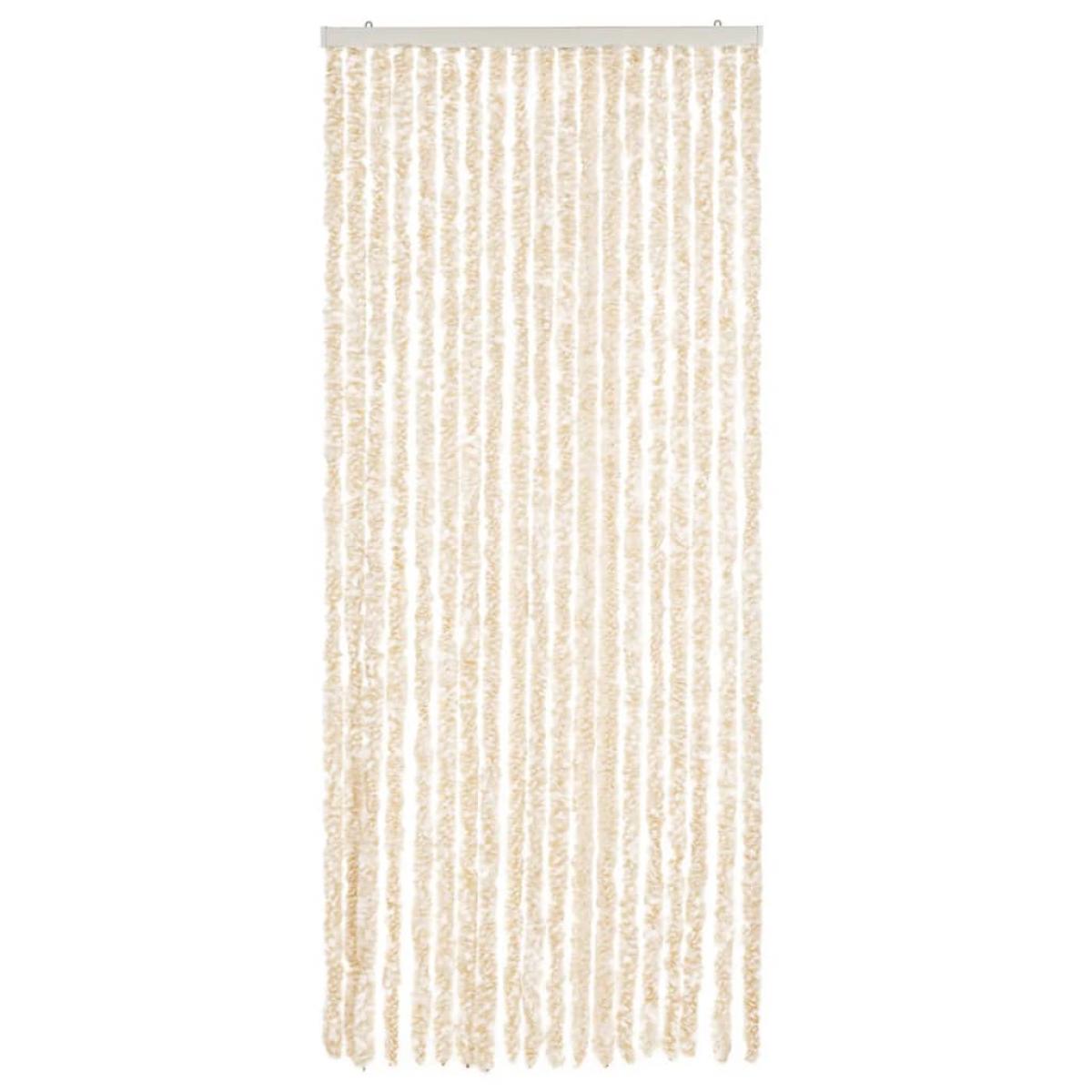 Cortina antimoscas chenilla beige y blanco 56x200 cm