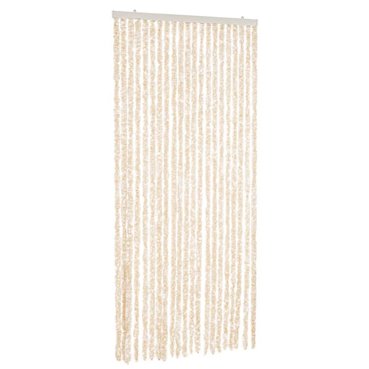 Cortina antimoscas chenilla beige y blanco 90x220 cm