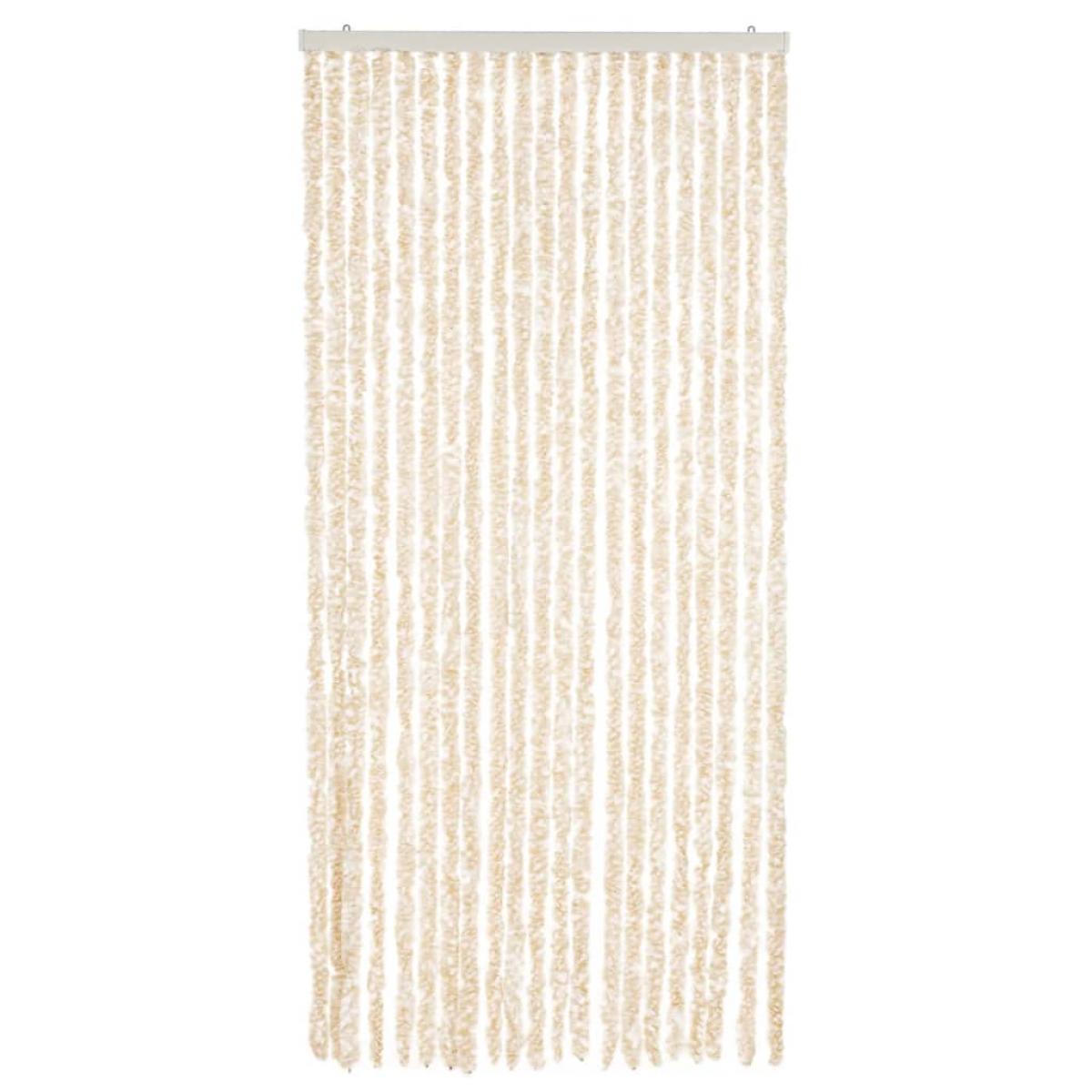 Cortina antimoscas chenilla beige y blanco 90x220 cm