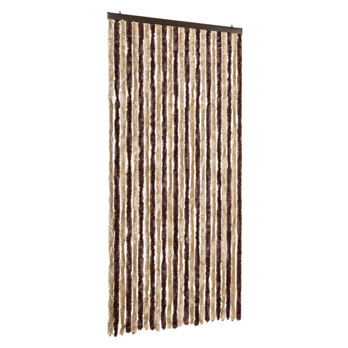 Cortina antimoscas chenilla beige y marrón claro 100x230 cm
