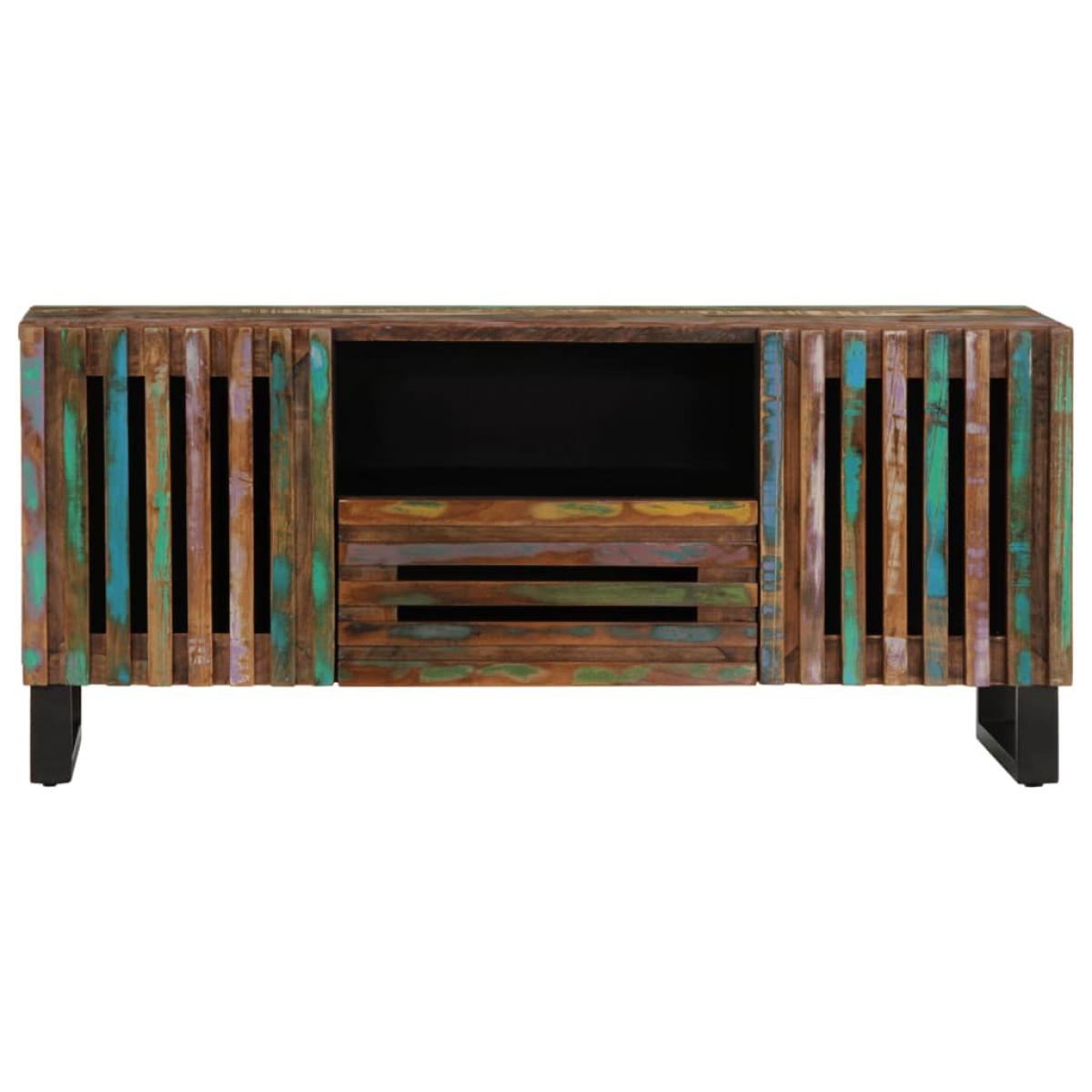 Mueble de TV madera maciza de acacia 100x34x46 cm