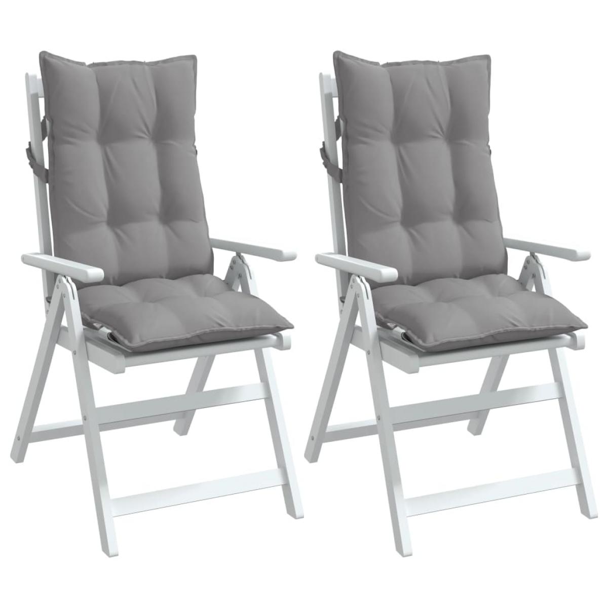 Cojines de silla con respaldo alto 2 uds tela Oxford gris