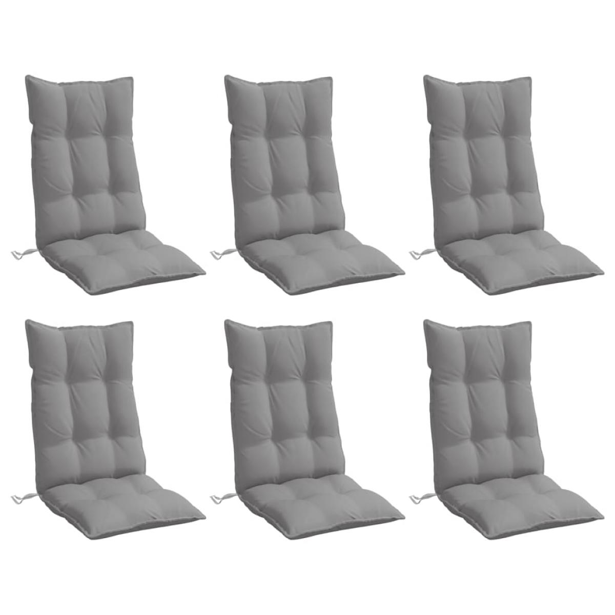 Cojines de silla con respaldo alto 6 uds tela Oxford gris