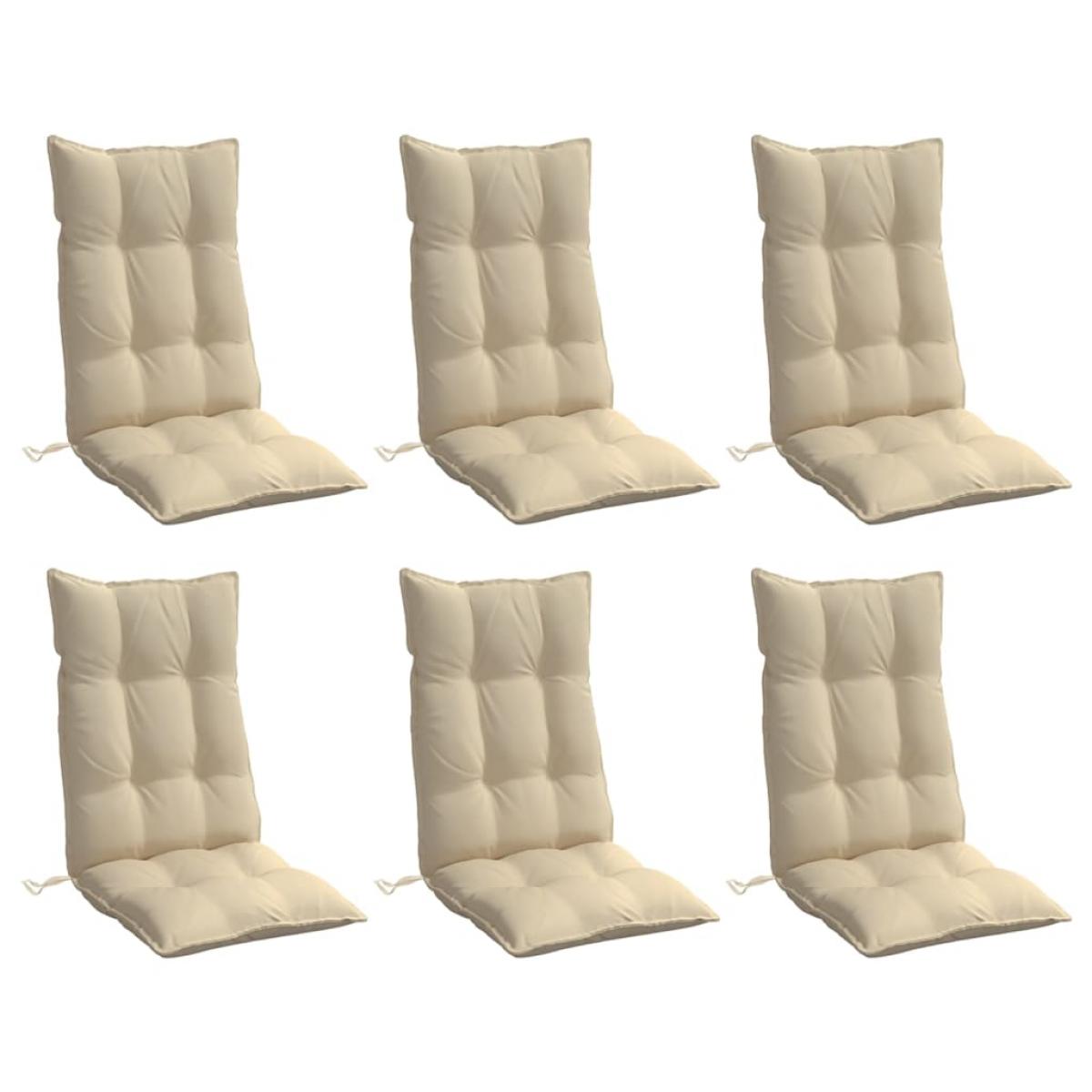 Cojines de silla con respaldo alto 6 uds tela Oxford beige