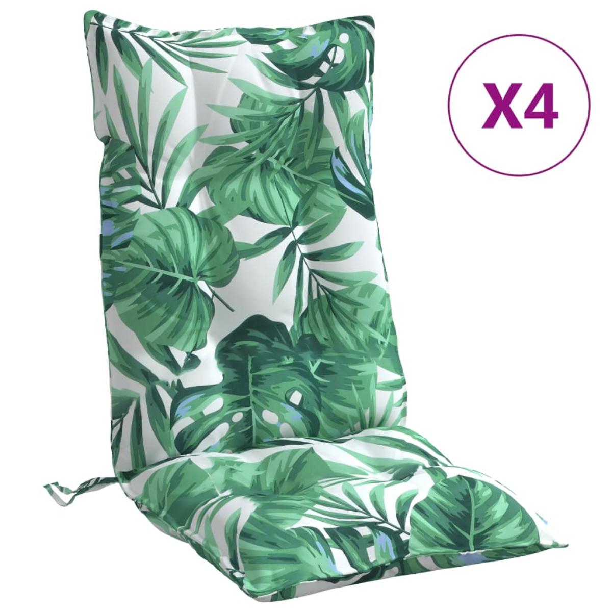 Cojines silla respaldo alto 4 uds tela Oxford estampado hojas