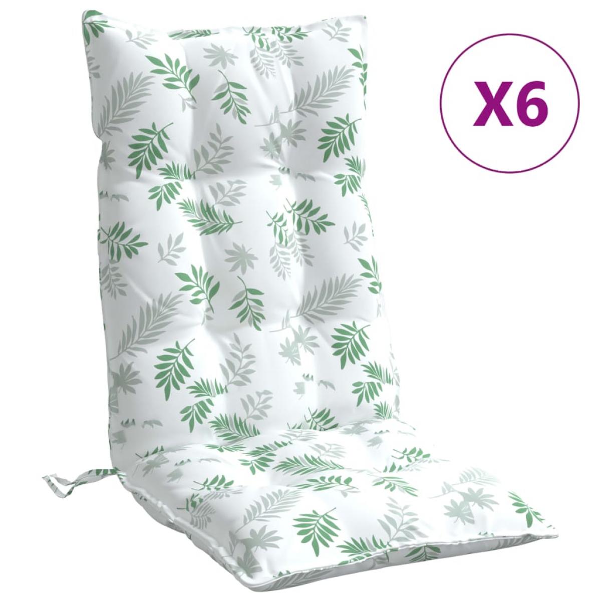 Cojines silla respaldo alto 6 uds tela Oxford estampado hojas