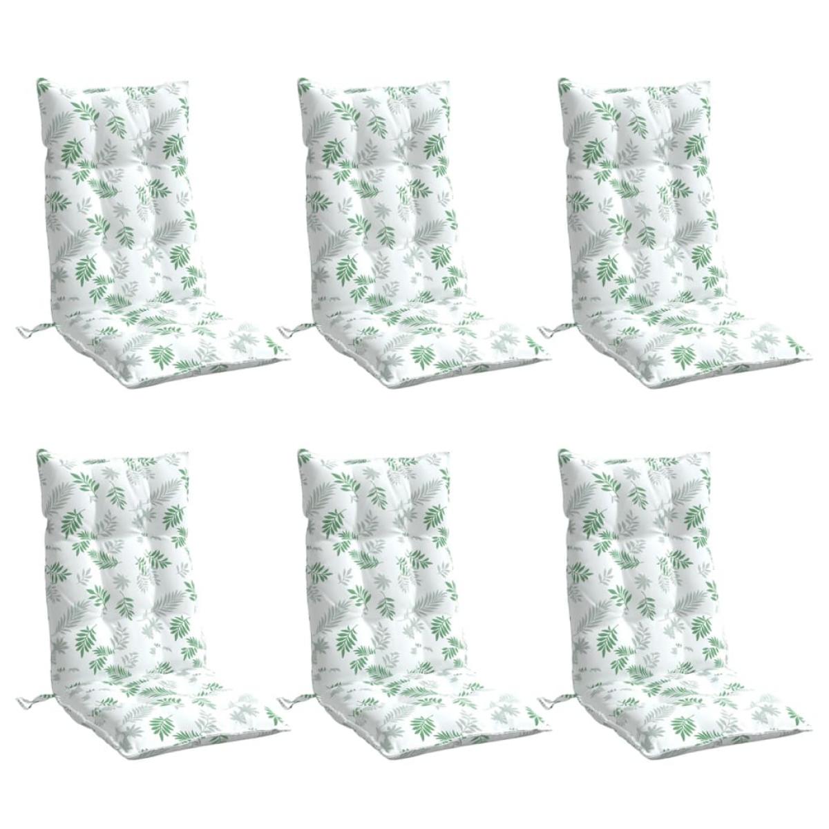 Cojines silla respaldo alto 6 uds tela Oxford estampado hojas