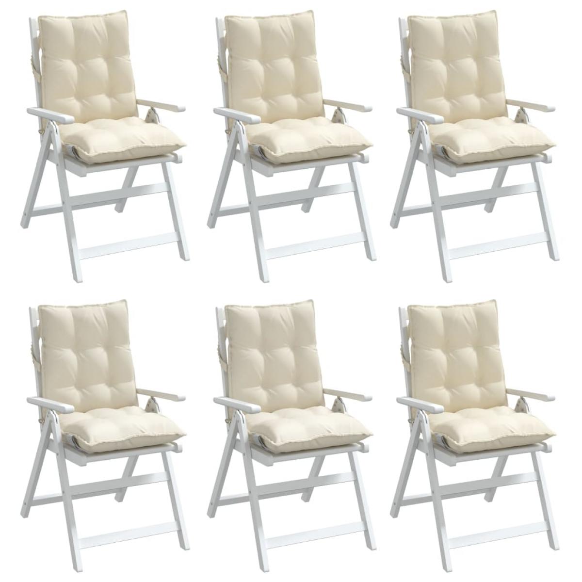 Cojines para silla con respaldo bajo 6 uds tela Oxford crema