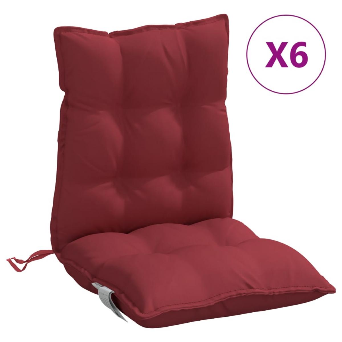 Cojines para silla respaldo bajo 6 uds tela Oxford rojo tinto