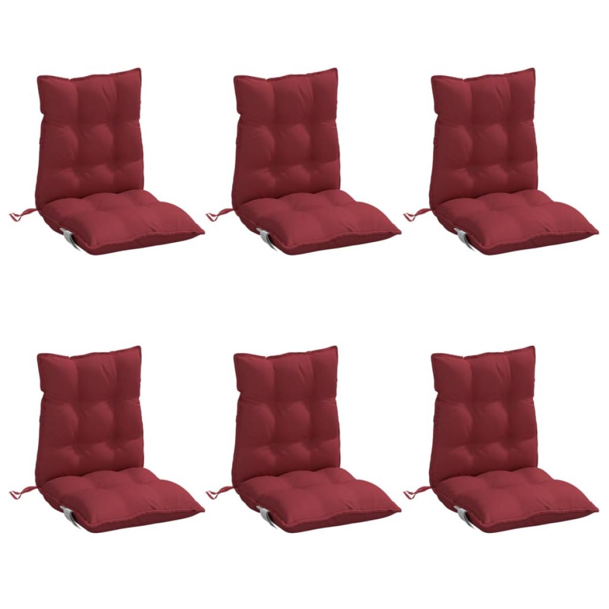 Cojines para silla respaldo bajo 6 uds tela Oxford rojo tinto