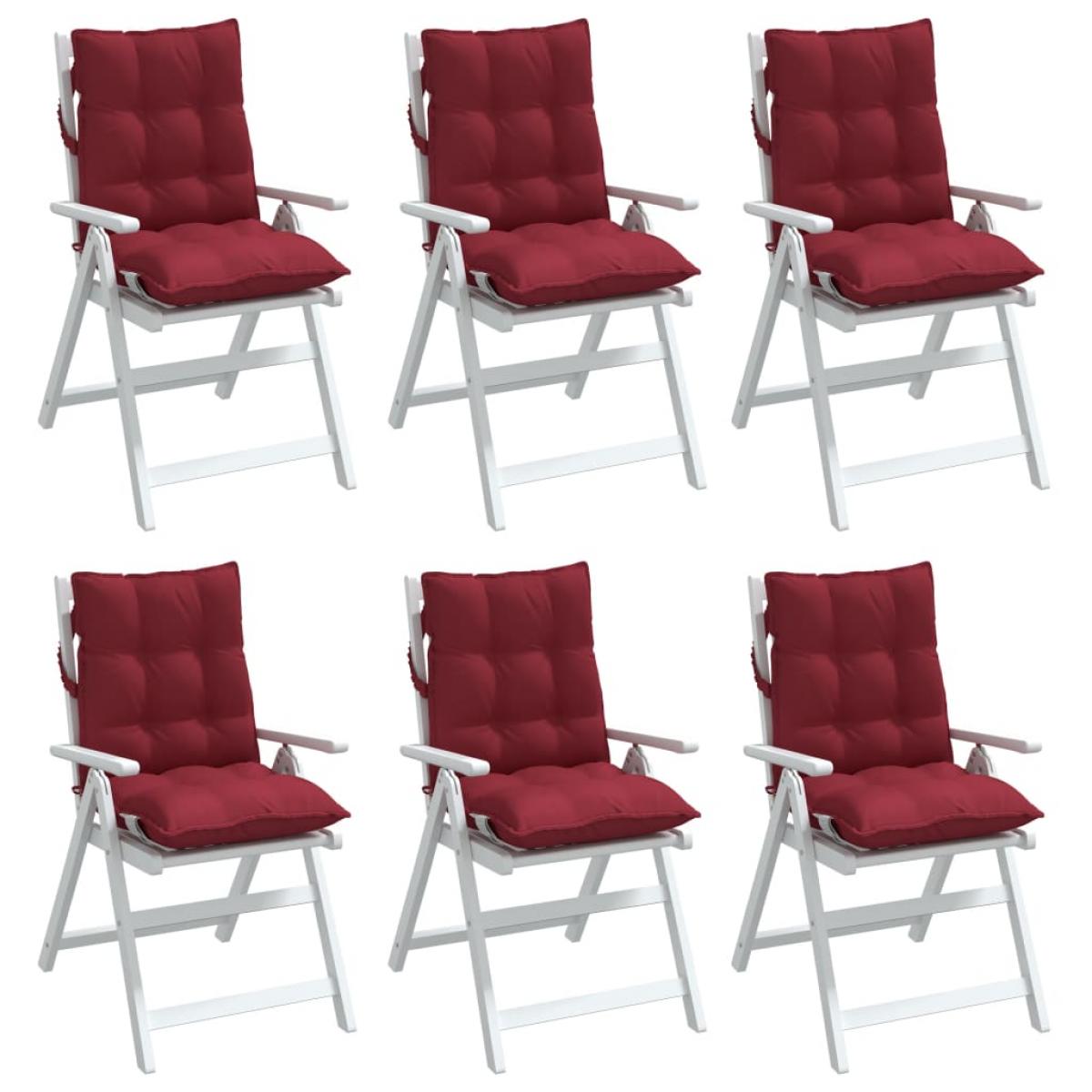 Cojines para silla respaldo bajo 6 uds tela Oxford rojo tinto