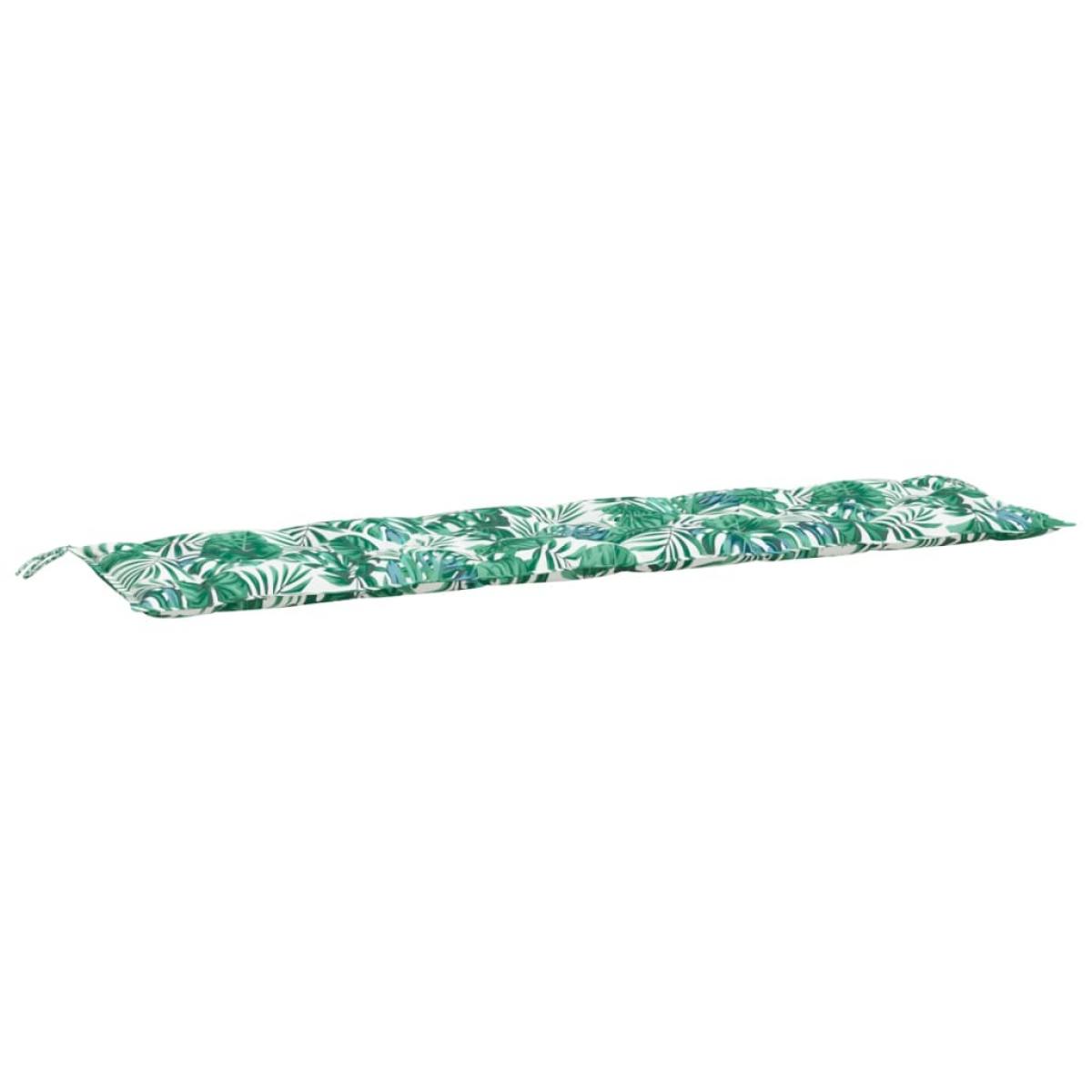 Cojines banco jardín 2 uds tela estampado de hojas 200x50x7 cm