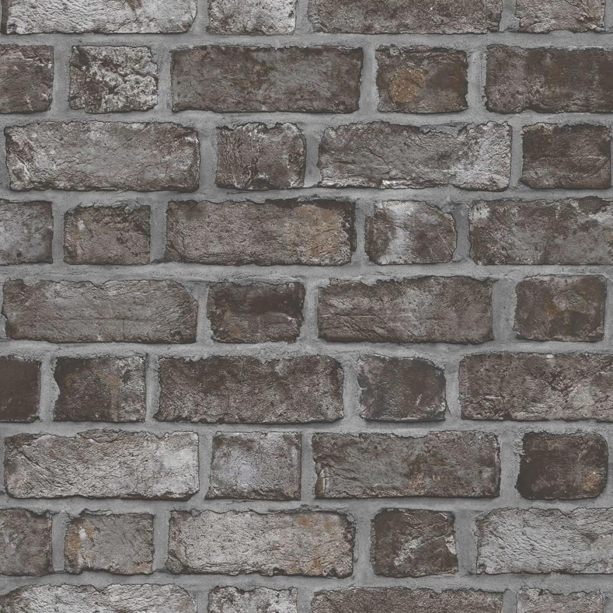 Noordwand Papel de pared Homestyle Brick Wall negro y gris