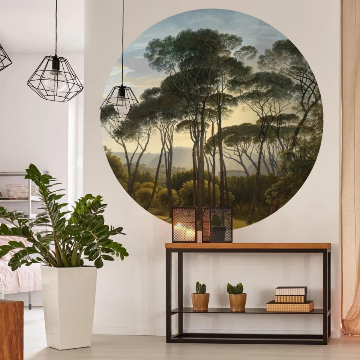 WallArt Papel pintado de pared redondo Umbrella Pines in Italy 190 cm