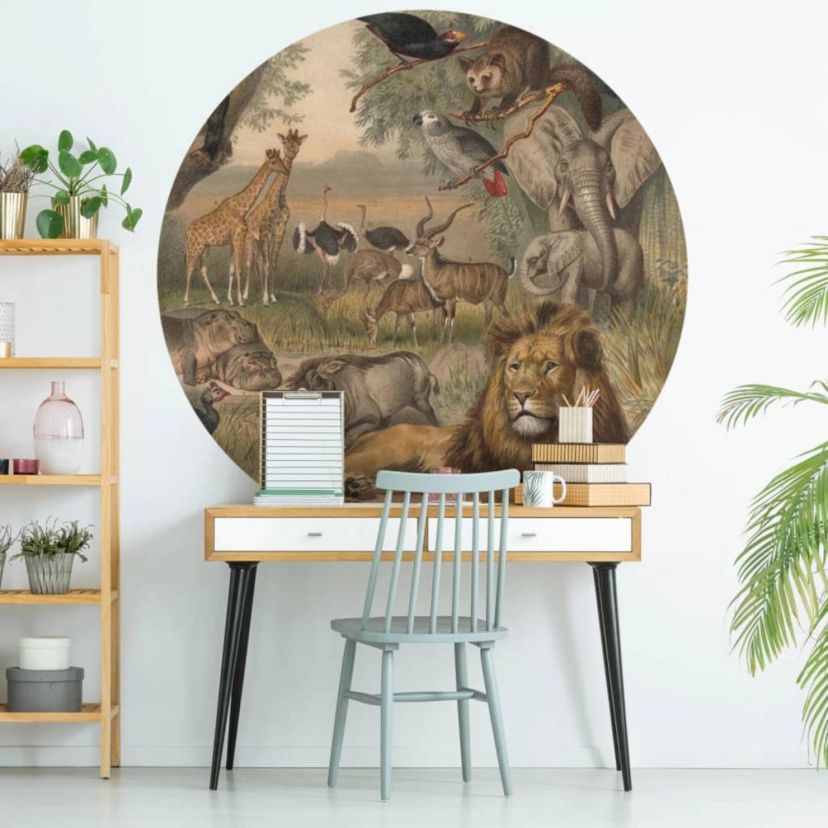 WallArt Papel pintado de pared redondo Animals of Africa 190 cm