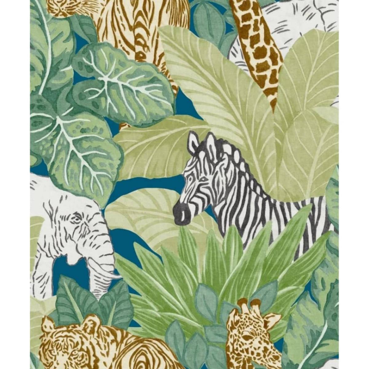 Noordwand Papel de pared Good Vibes Jungle Animals verde y negro