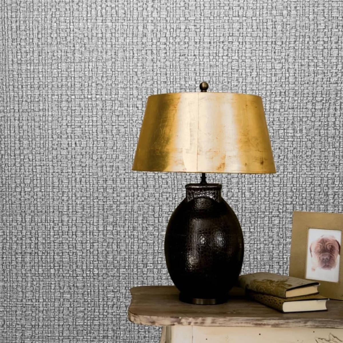 Vintage Deluxe Papel de pared Course Fabric Look gris