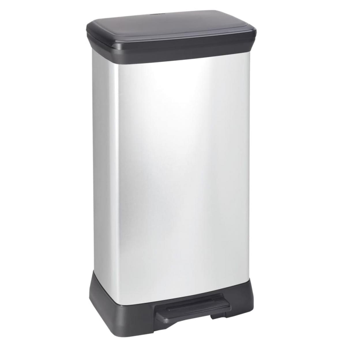 Curver Papelera de pedal Deco plateado 50 L