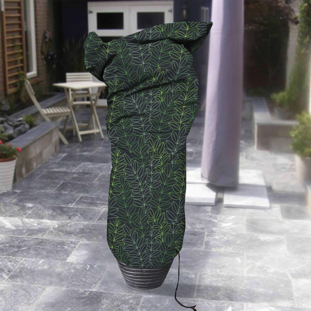 Capi Cubierta para plantas pequeña estampado negro y verde 75x150 cm