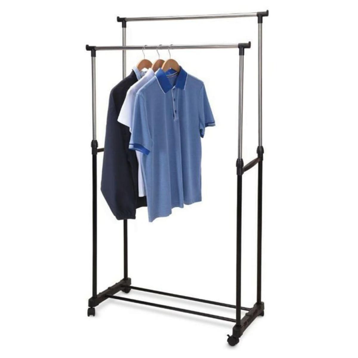 Storage solutions Perchero con dos barras y ruedas 80x42x(90-160) cm