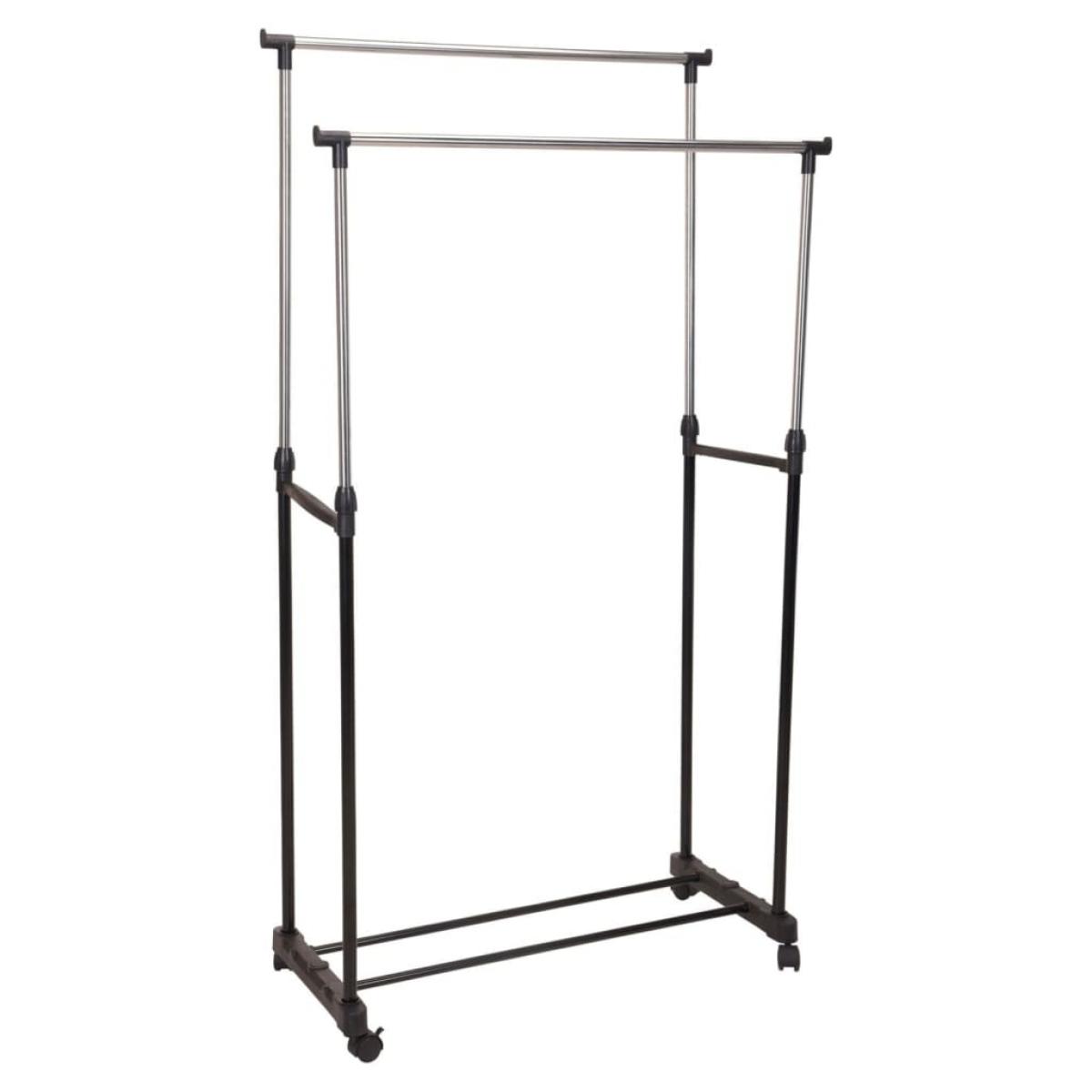Storage solutions Perchero con dos barras y ruedas 80x42x(90-160) cm