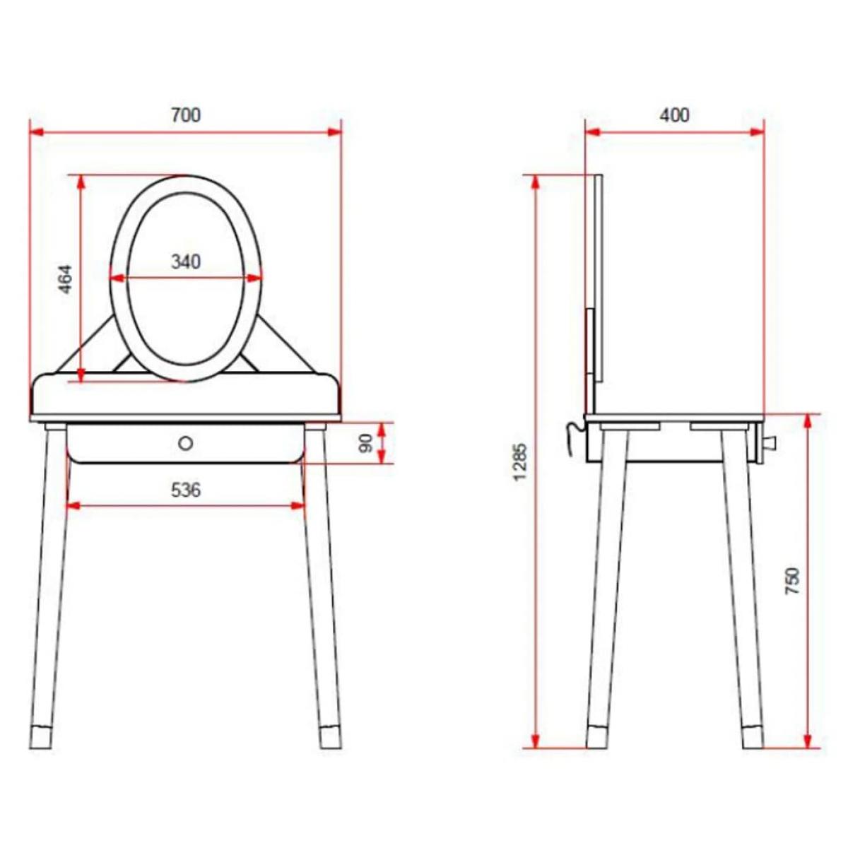 Vipack Mesa tocador para niños Billy con espejo madera blanco