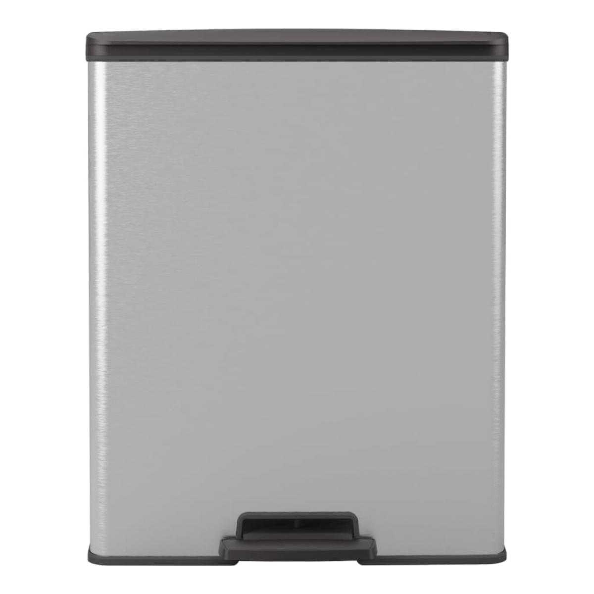 Curver Papelera de pedal Deco rectangular plateado 65 L
