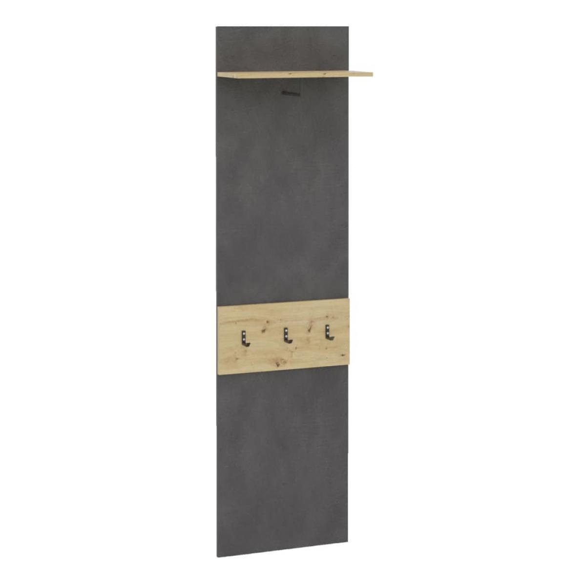 FMD Perchero de pared con estante matera y roble artesanal 50x23x188cm