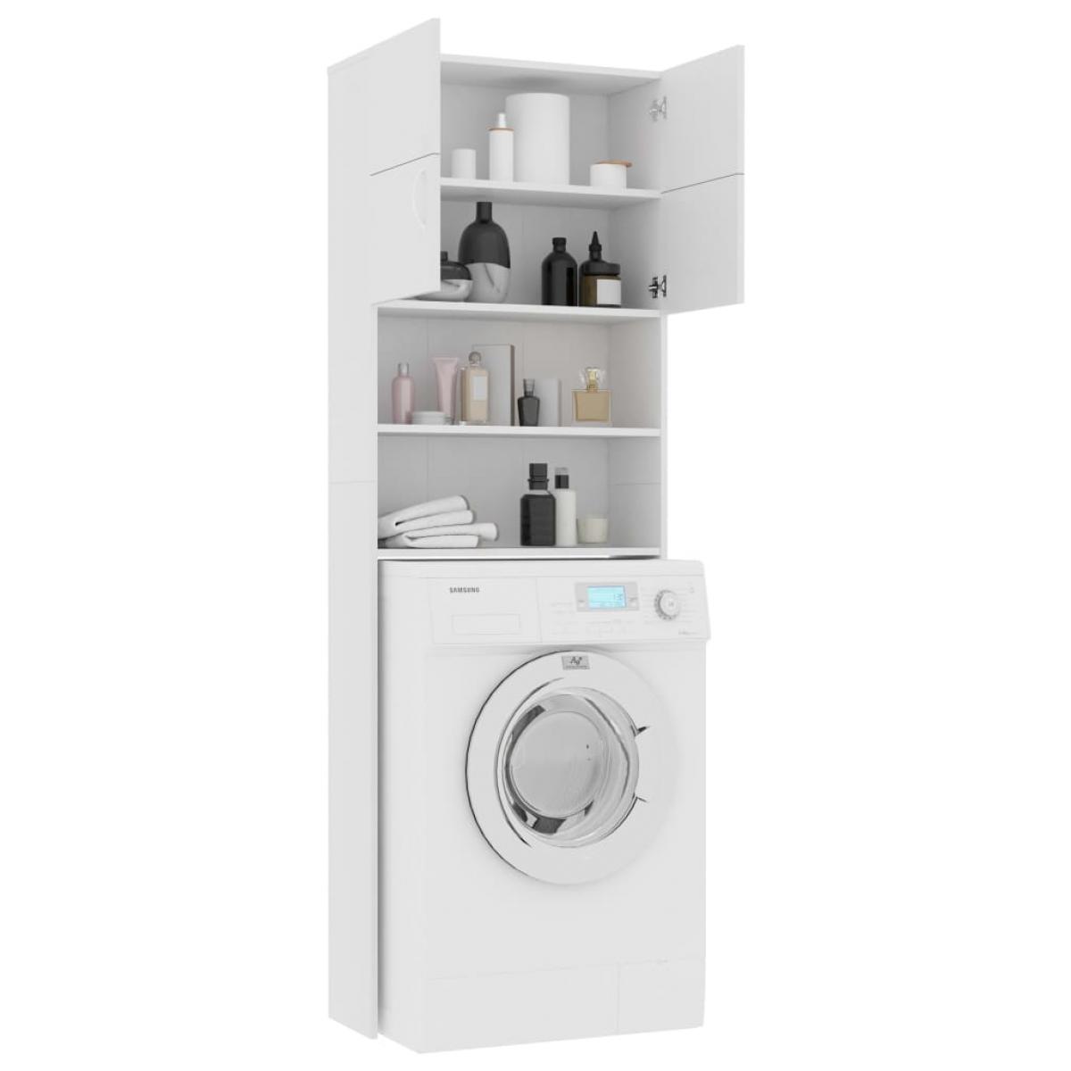Armario de lavadora madera contrachapada blanco 64x25,5x190 cm