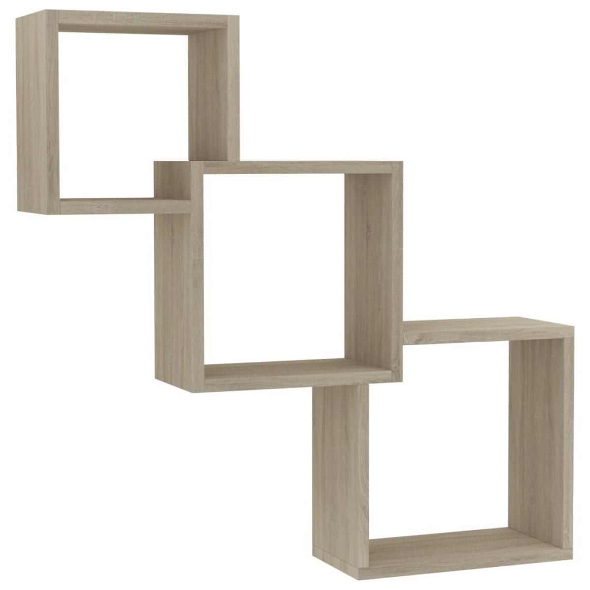 Estante de pared de cubo contrachapada color roble 68x15x68cm