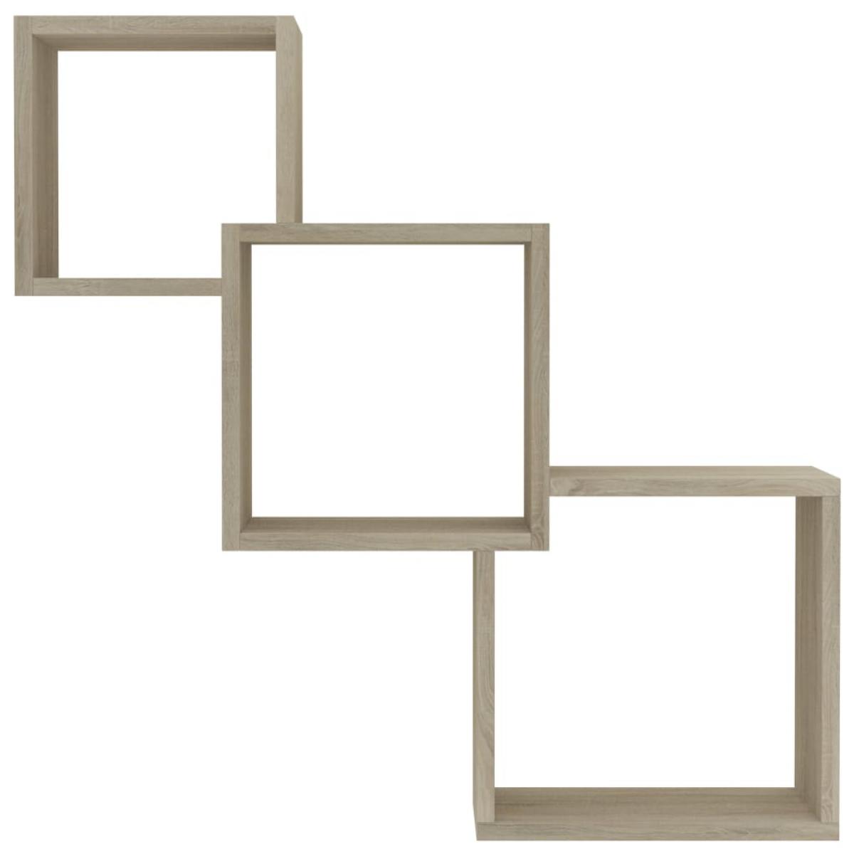 Estante de pared de cubo contrachapada color roble 68x15x68cm