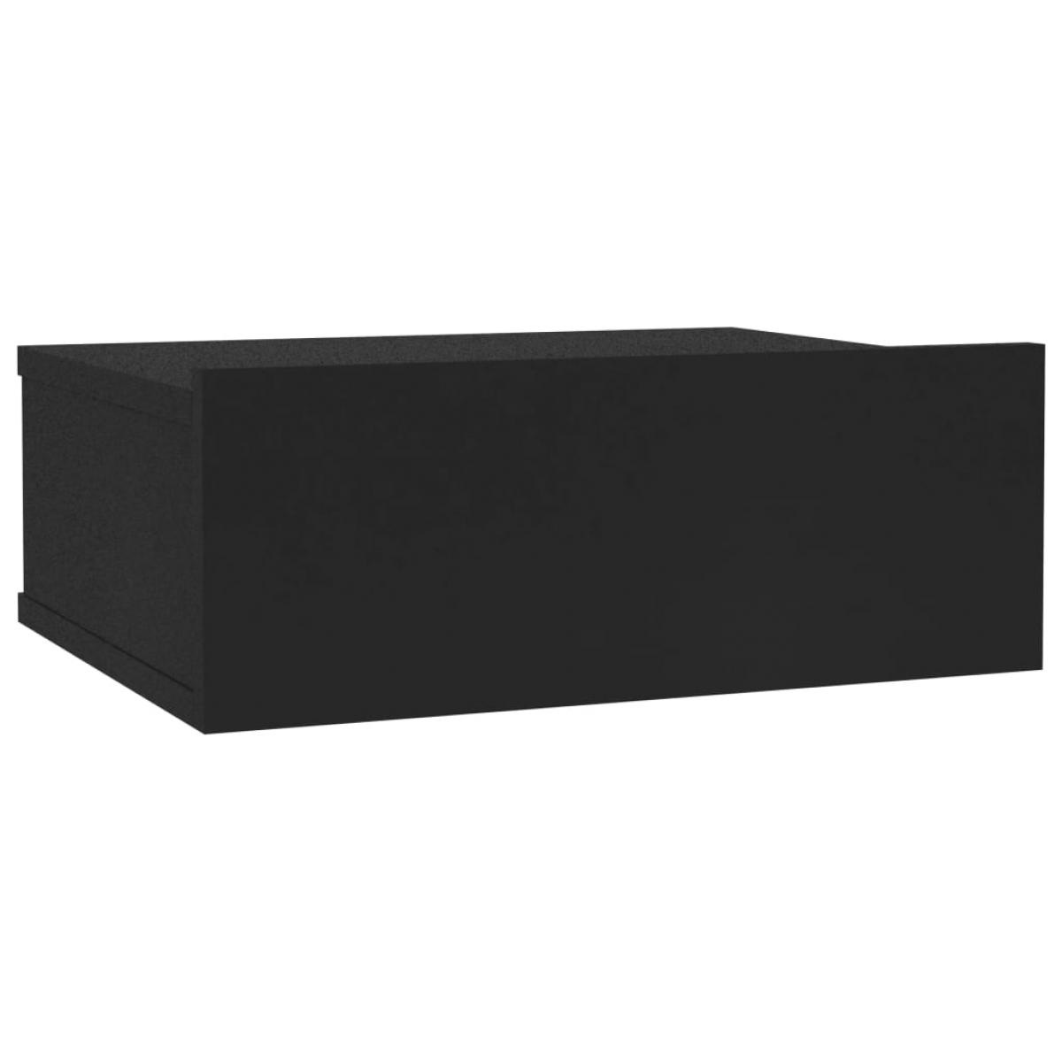 Mesita de noche flotante madera contrachapada negro 40x30x15cm