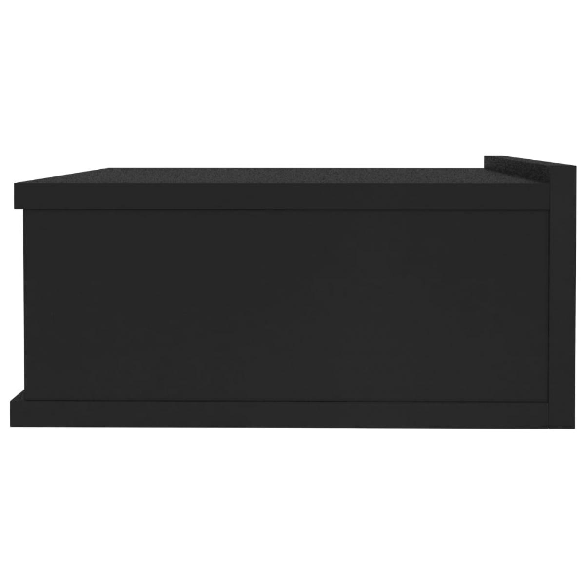 Mesita de noche flotante madera contrachapada negro 40x30x15cm