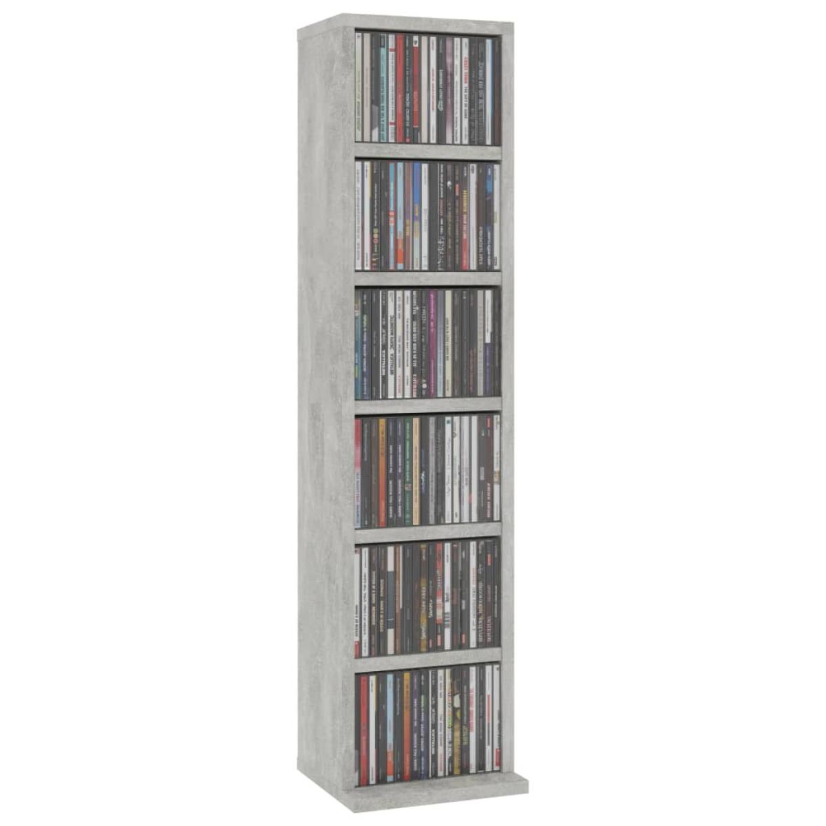 Estantería de CDs madera contrachapada gris hormigón 21x20x88cm