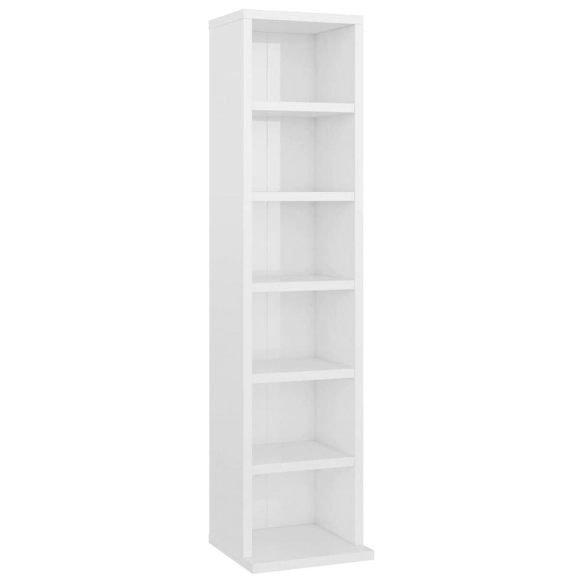 Estantería de CDs madera contrachapada blanco brillo 21x20x88cm